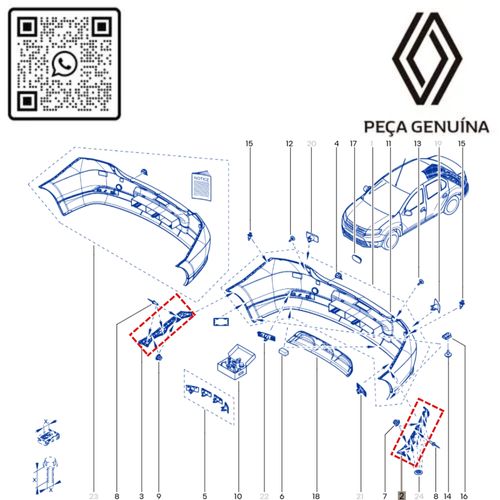 RN 59808R-K 850459808R KIT ESQ-DIR SUPORTE DE FIXACAO DO PARACHOQUE TRAS. LOG II 14... -3-